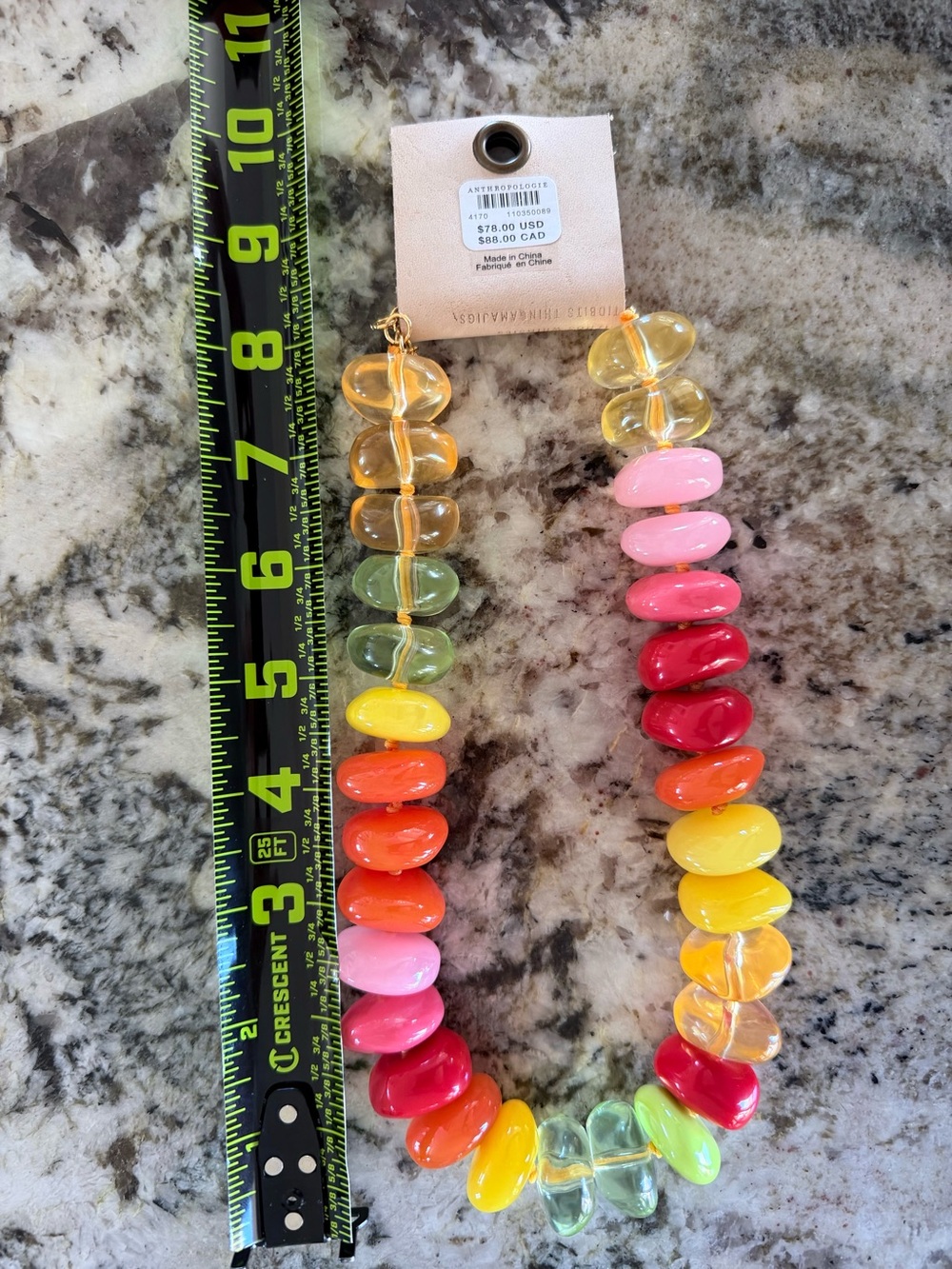 Anthropologie Bright Multicolor Bead Necklace